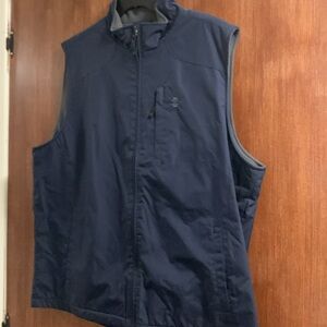 Fleece lined navy blue zip up vest
